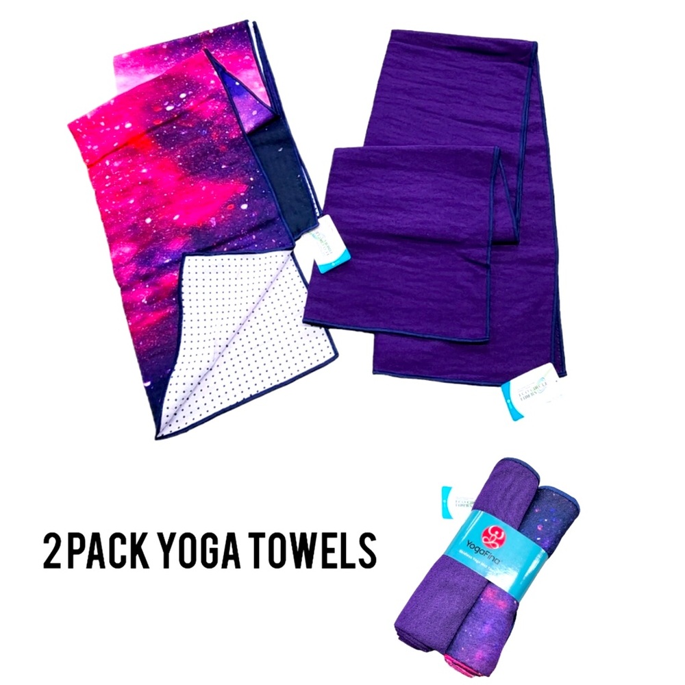 Yogafina Skidless Yoga Mat Towel Twin Pack Set Color Multi Size 24 X 68 Ins